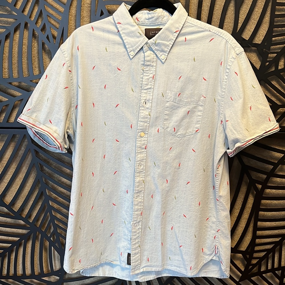 JACHS Habanero Printed Chambray Short Sleeve Shirt